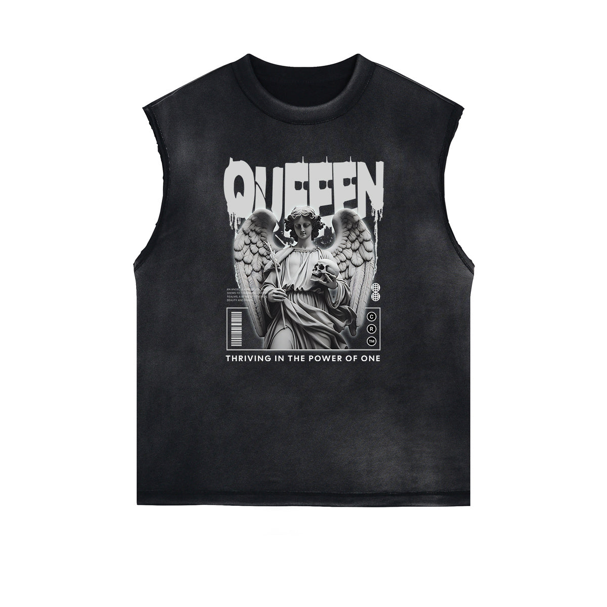 Distressed Sleeveless Queen Pattern Tee
