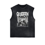 Distressed Sleeveless Queen Pattern Tee