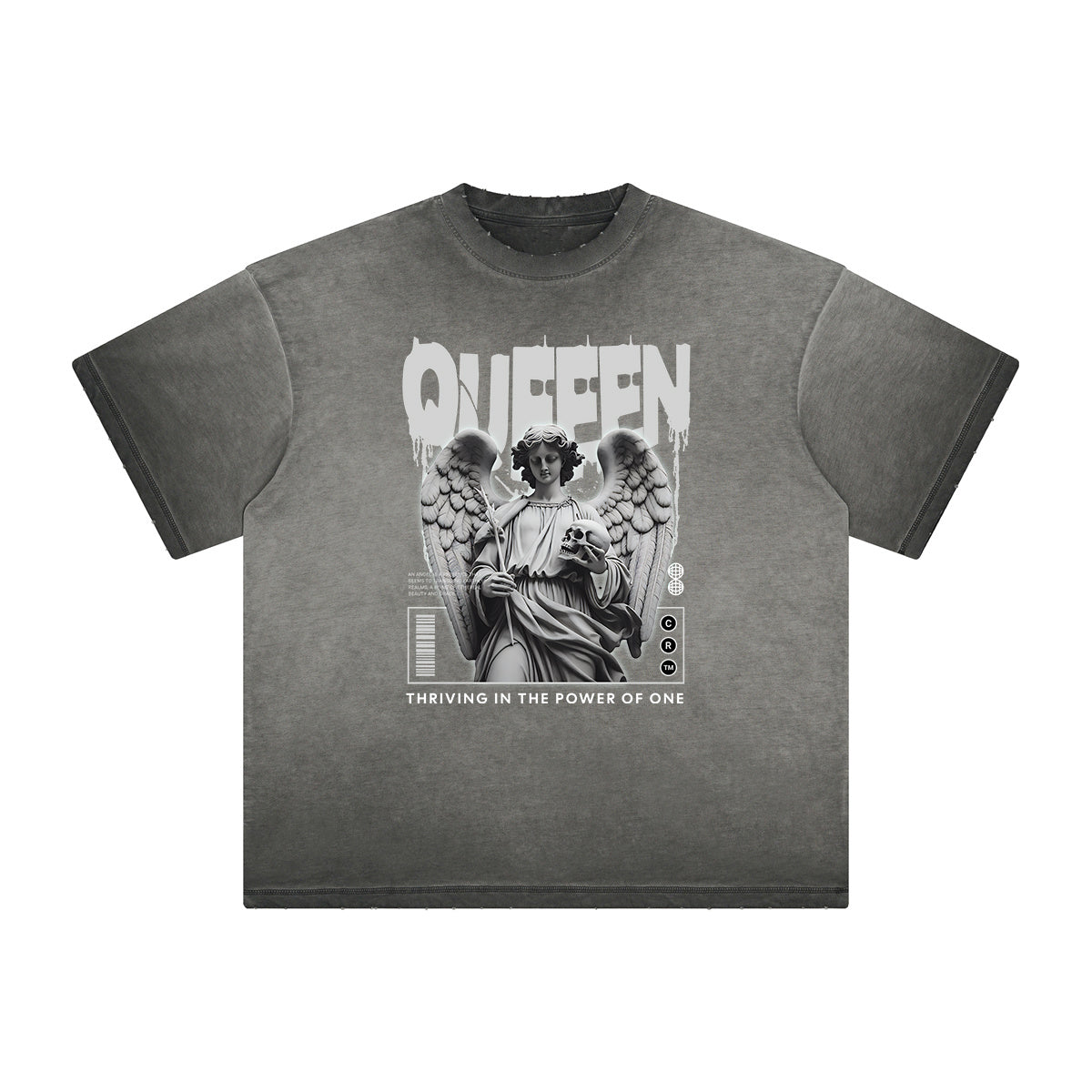 Vintage-Washed Frayed Queen Graphic Tee