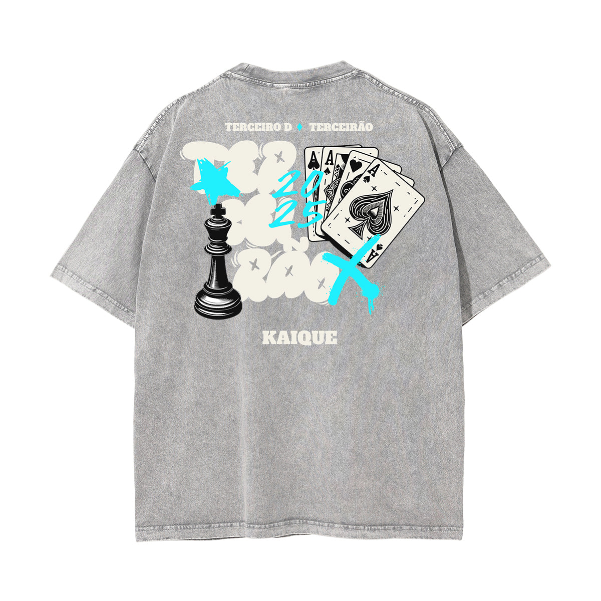 Stone-Washed Poker Graffiti Graphic Tee