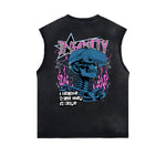 Camiseta sin mangas con grafiti de arte callejero desgastado