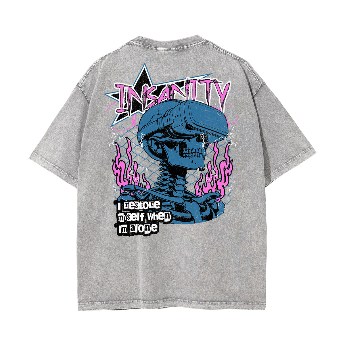 Stone-Washed Street Art Graffiti Graphic Tee