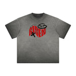 Camiseta con gráfico de grafiti lavado de peso pesado