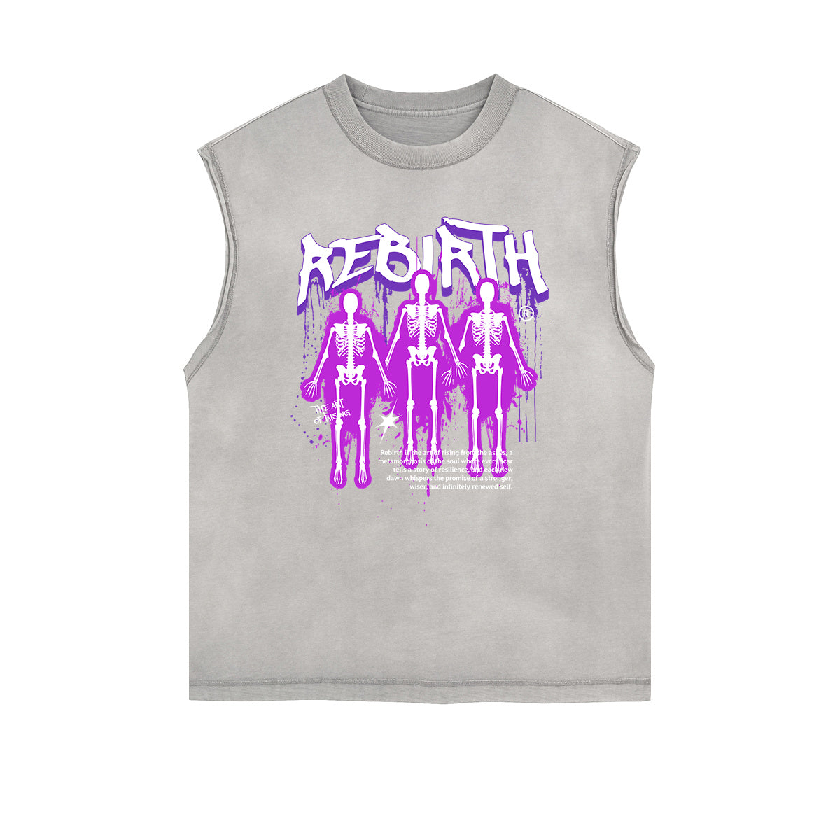 Camiseta sin mangas con grafiti de arte callejero y dobladillo deshilachado