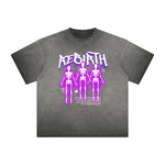 Camiseta con gráfico de grafiti lavado de peso pesado