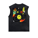 Camiseta sin mangas con grafiti de arte callejero desgastado
