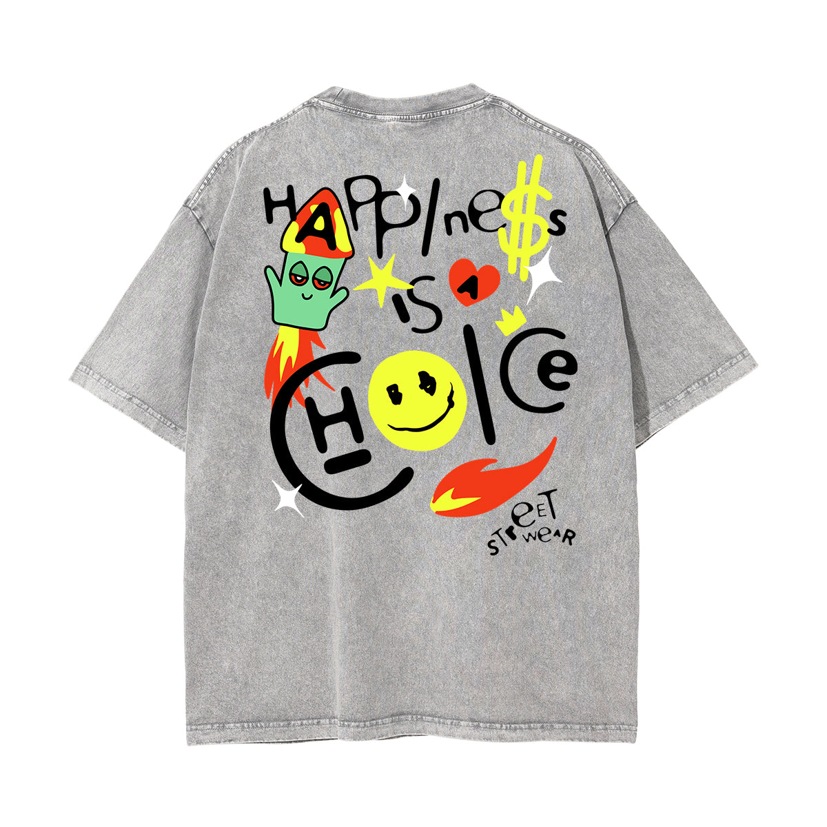 Stone-Washed Street Art Graffiti Graphic Tee