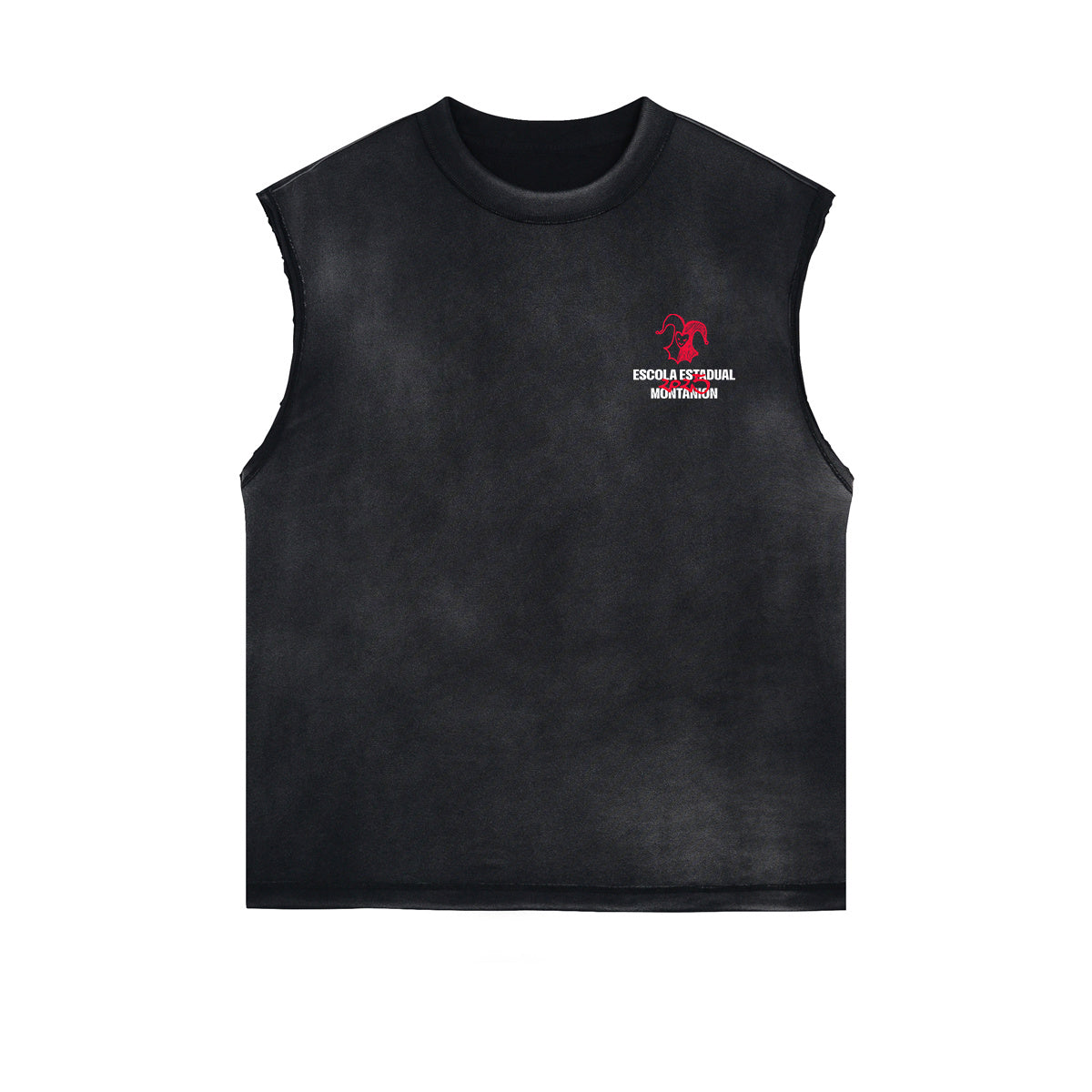 Camiseta sin mangas desgastada con grafiti de payaso