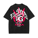 Camiseta de algodón con grafiti de arte callejero lavado