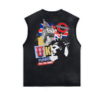 Camiseta sin mangas con grafiti de arte callejero desgastado