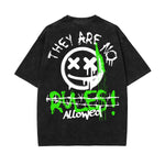 Camiseta de algodón con grafiti de arte callejero lavado