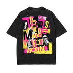 Camiseta de algodón con grafiti de arte callejero lavado