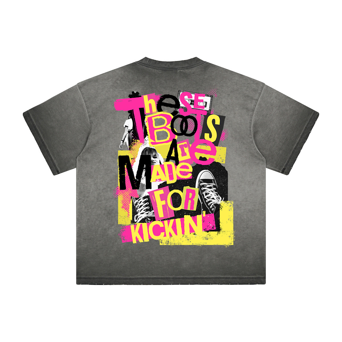 Camiseta con gráfico de grafiti lavado de peso pesado