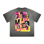 Camiseta con gráfico de grafiti lavado de peso pesado