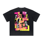 Vintage-Washed Frayed-Hem Graffiti Tee