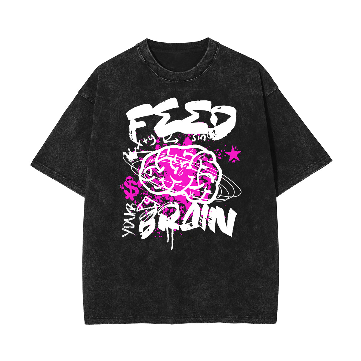 Camiseta de algodón con grafiti de arte callejero lavado