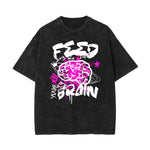 Camiseta de algodón con grafiti de arte callejero lavado