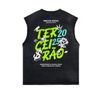 Distressed Graffiti Font Sleeveless Tee