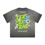 Heavyweight Stone-Washed Graffiti Font Tee