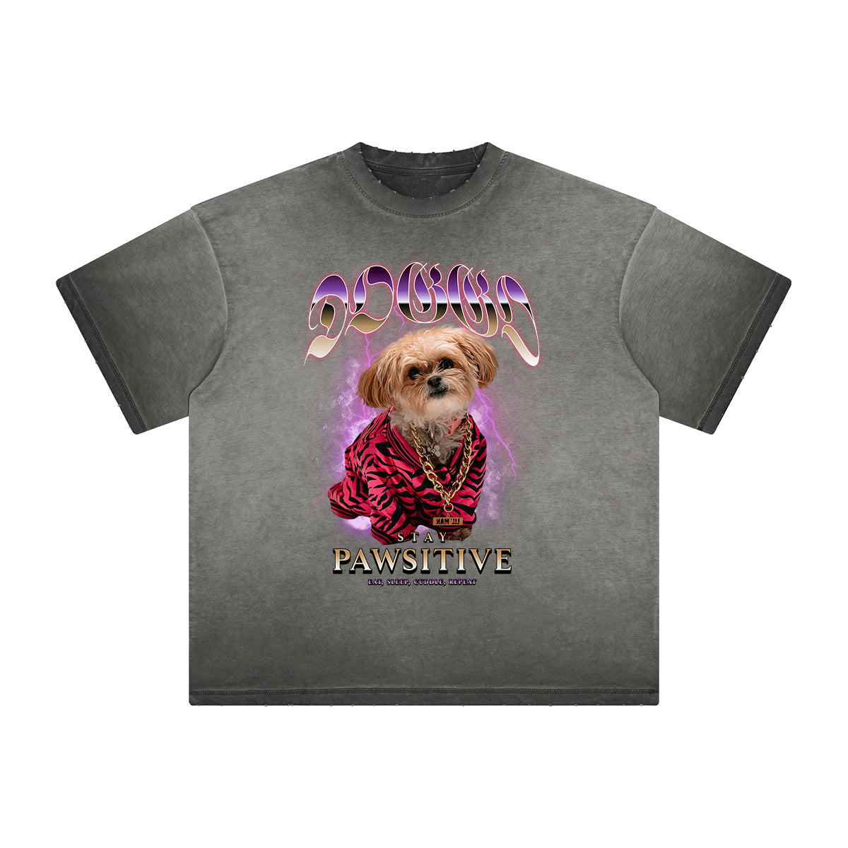 Camiseta con gráfico de grafiti lavado de peso pesado