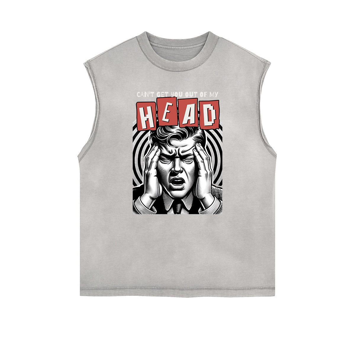 Camiseta sin mangas con gráfico abstracto y bordes deshilachados