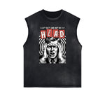 Distressed Sleeveless Abstract Graphic Tee