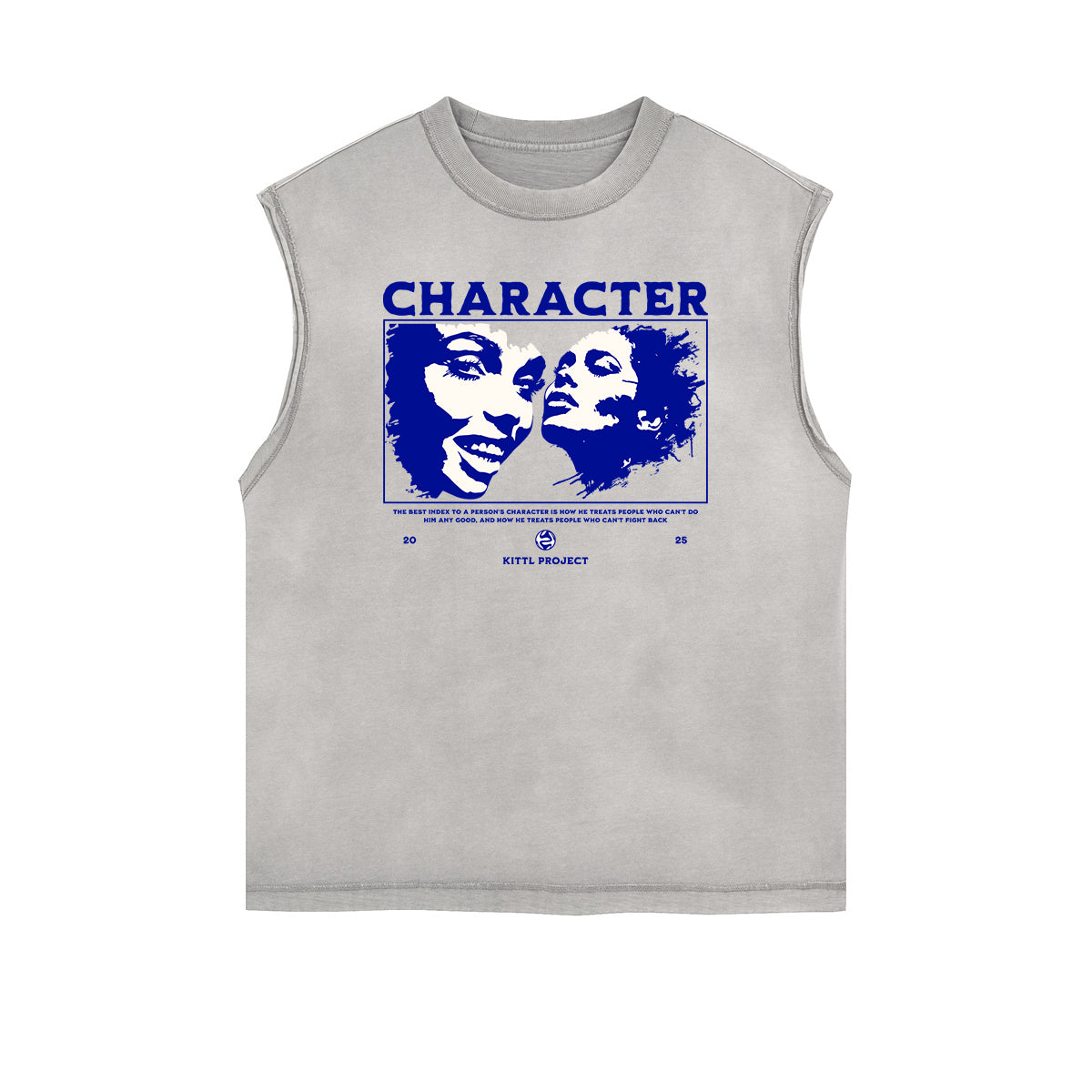 Camiseta sin mangas con gráfico abstracto y bordes deshilachados