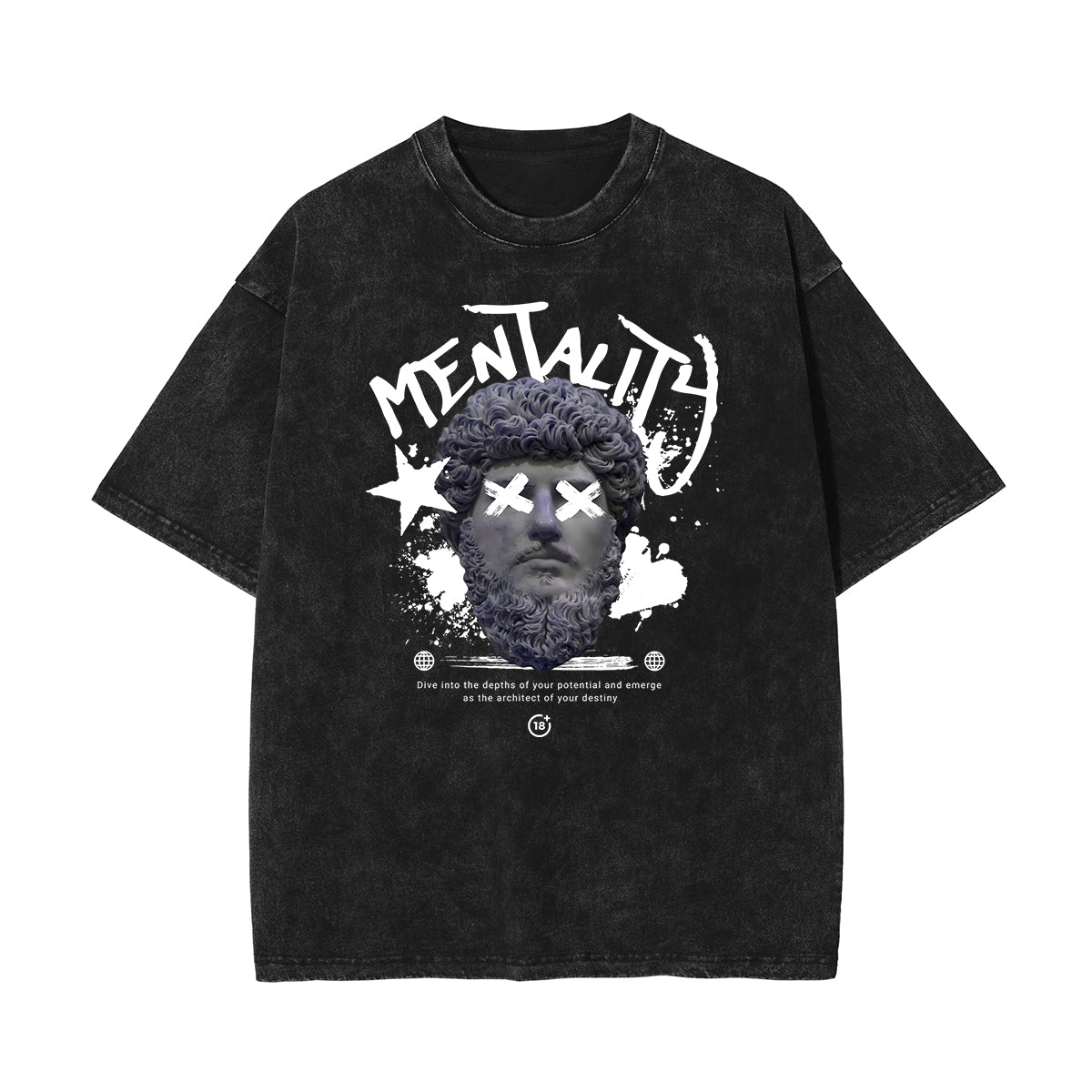 Stone Wash Abstract Graphic Art T-Shirt