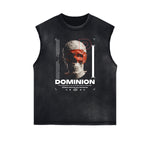 Distressed Sleeveless Abstract Graphic Tee