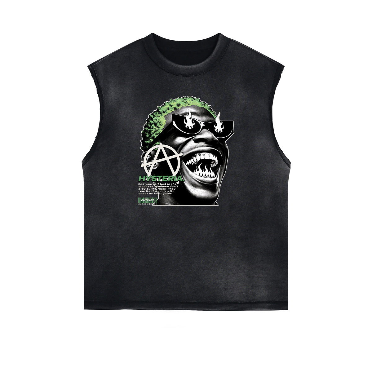 Distressed Sleeveless Abstract Graphic Tee