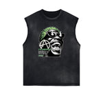 Distressed Sleeveless Abstract Graphic Tee