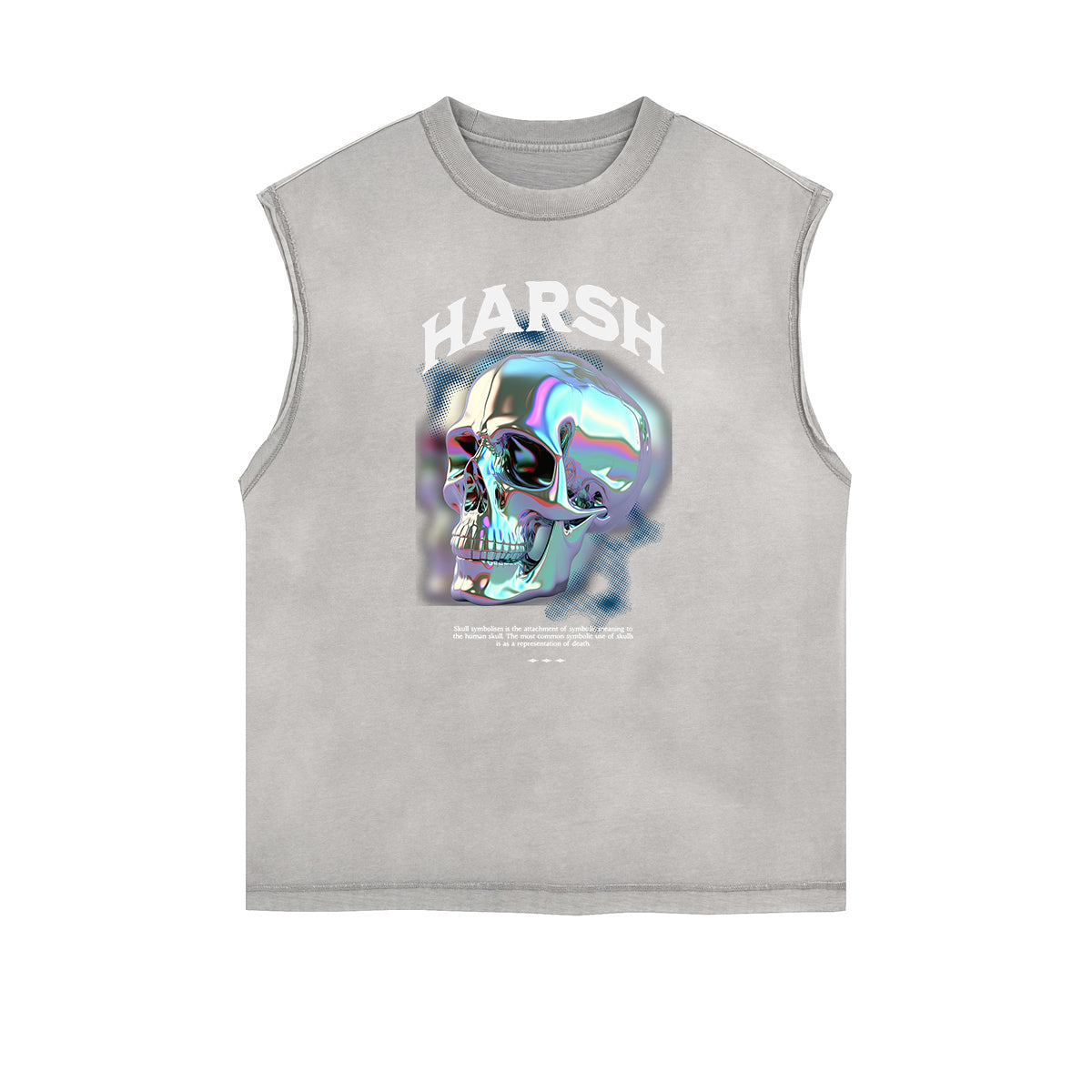 Camiseta sin mangas con gráfico abstracto y bordes deshilachados