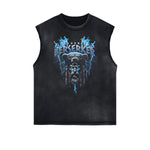 Distressed Sleeveless Abstract Graphic Tee