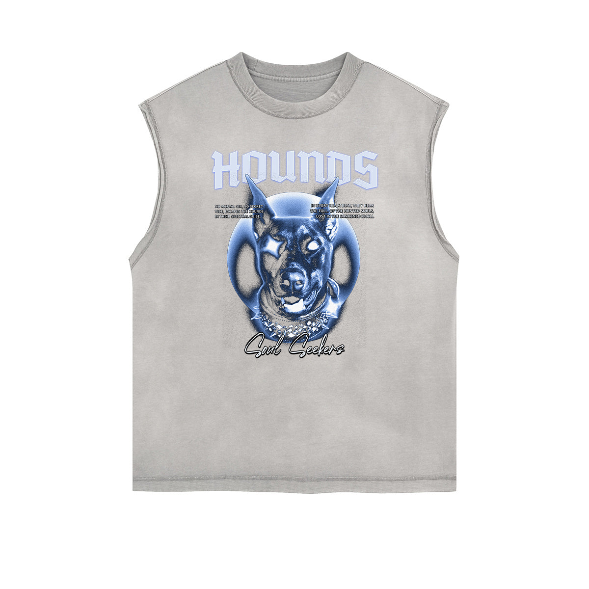 Camiseta sin mangas con gráfico abstracto y bordes deshilachados