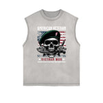 Camiseta sin mangas con gráfico abstracto y bordes deshilachados