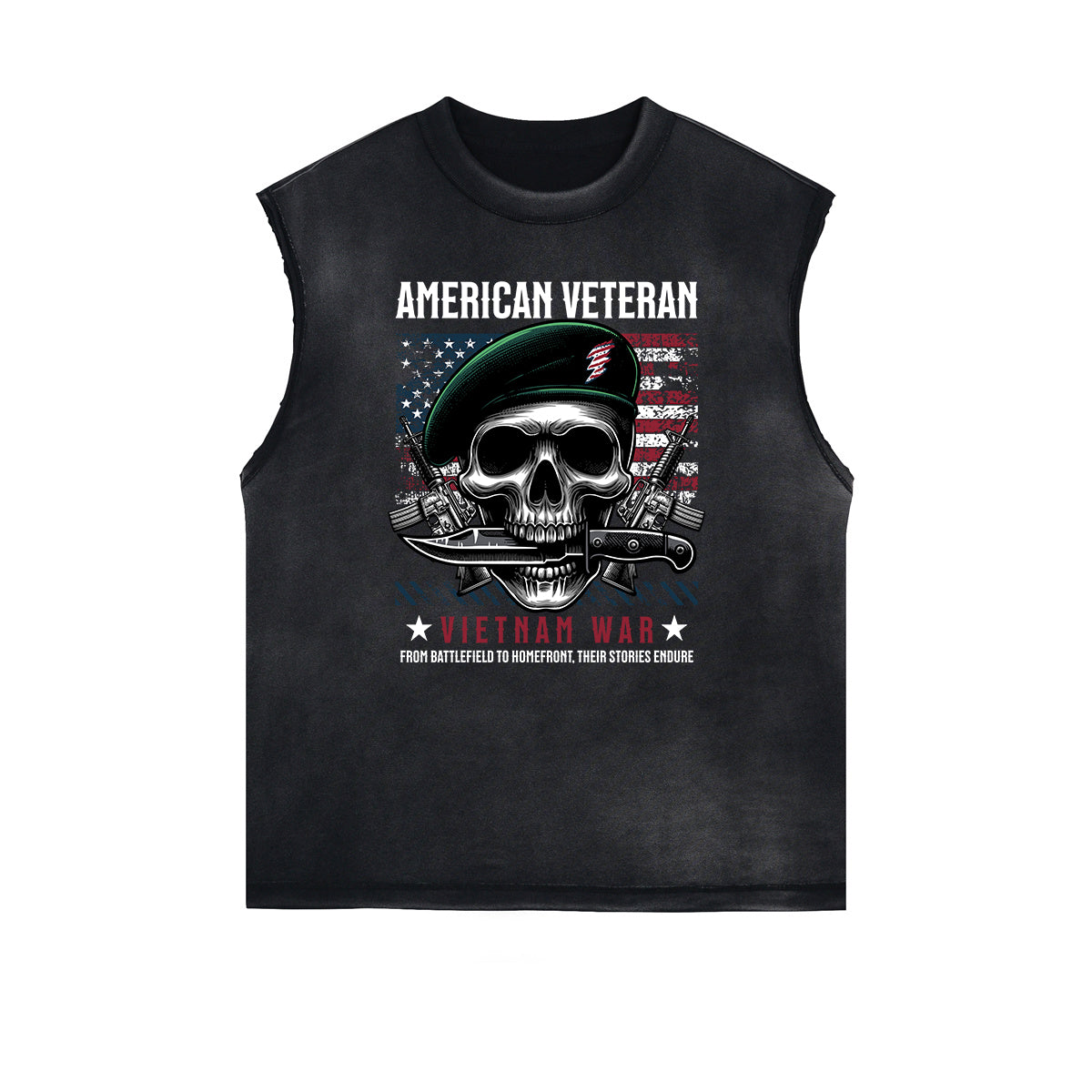 Distressed Sleeveless Abstract Graphic Tee