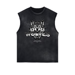 Distressed Sleeveless Abstract Graphic Tee