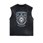 Distressed Sleeveless Abstract Graphic Tee