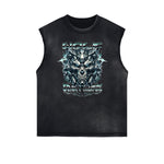Distressed Sleeveless Abstract Graphic Tee
