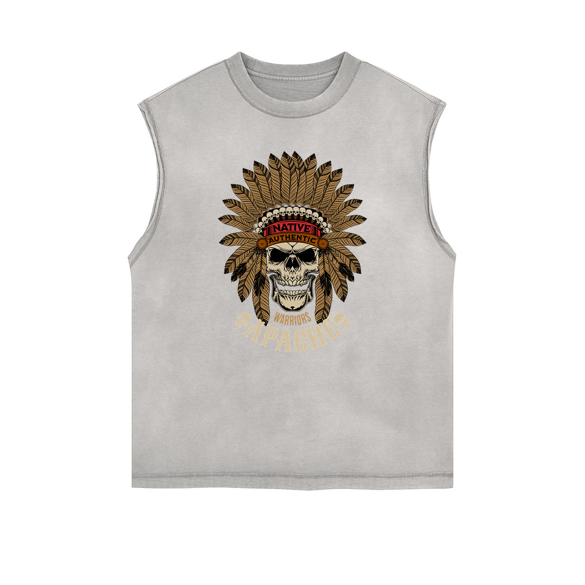 Camiseta sin mangas con gráfico abstracto y bordes deshilachados