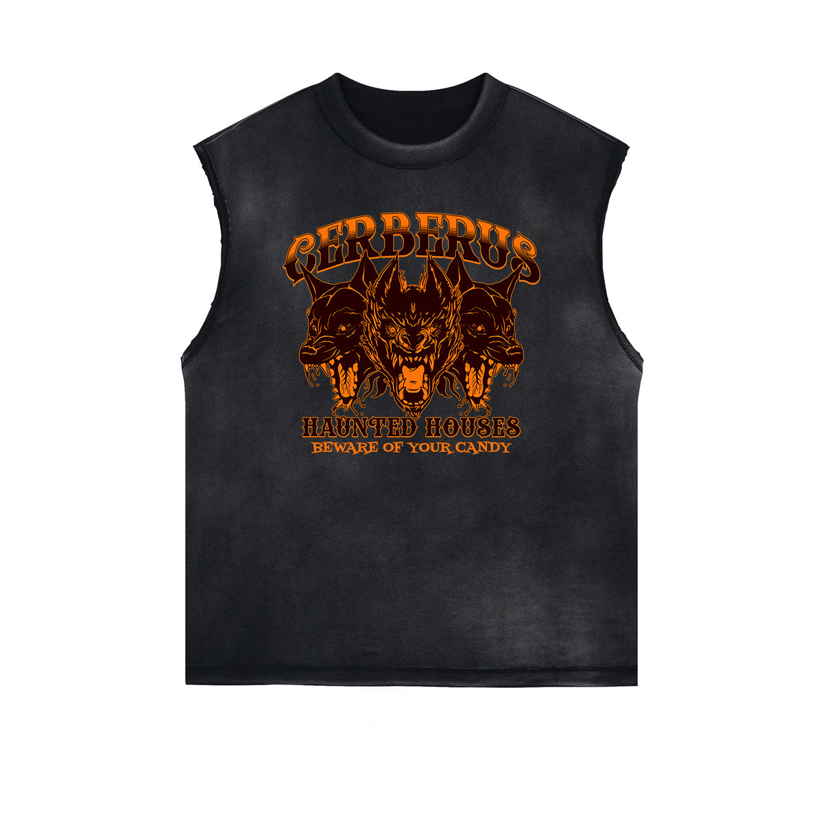 Distressed Sleeveless Guardian Pattern Tee