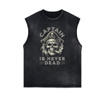 Distressed Sleeveless Guardian Pattern Tee