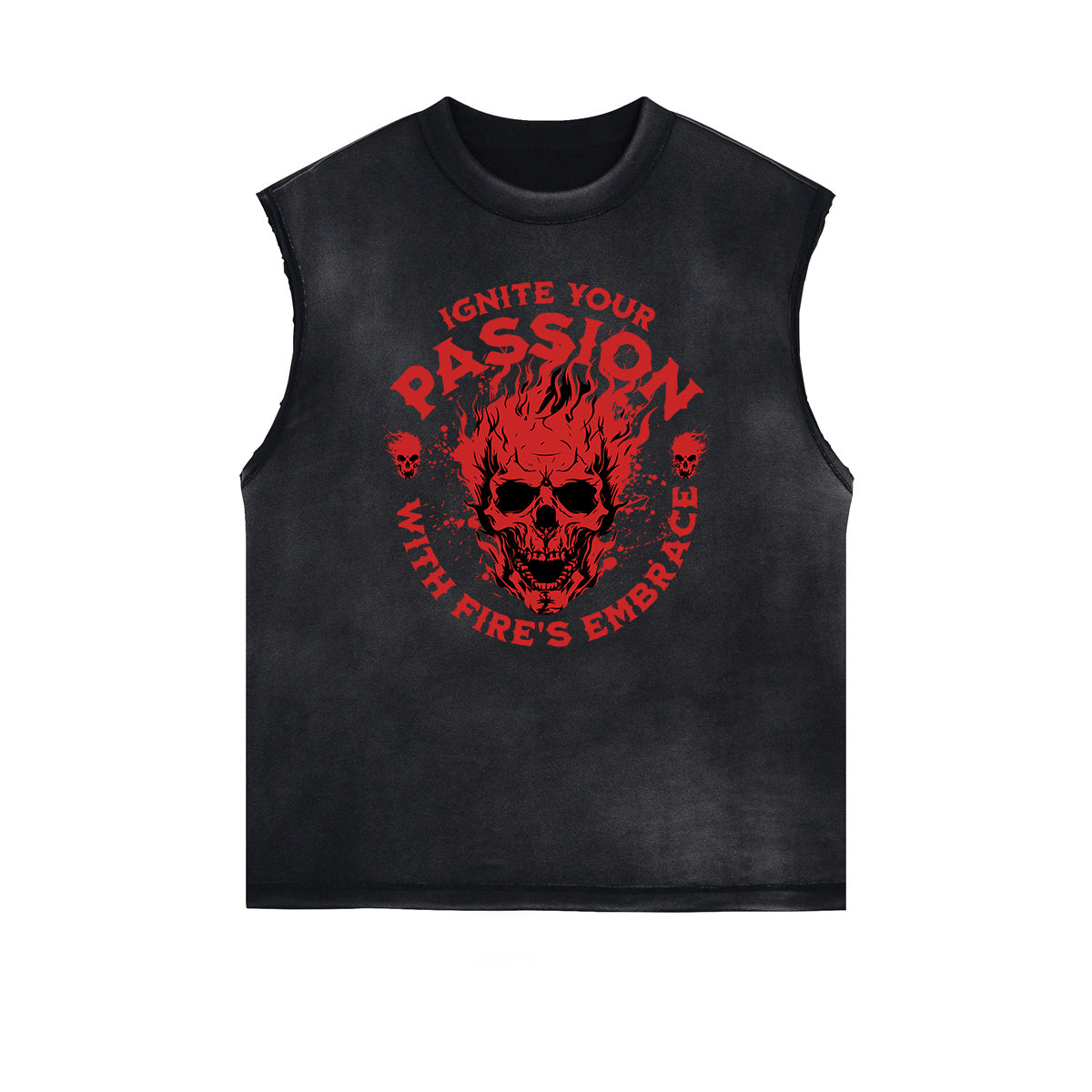 Distressed Sleeveless Guardian Pattern Tee