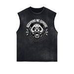 Distressed Sleeveless Guardian Pattern Tee