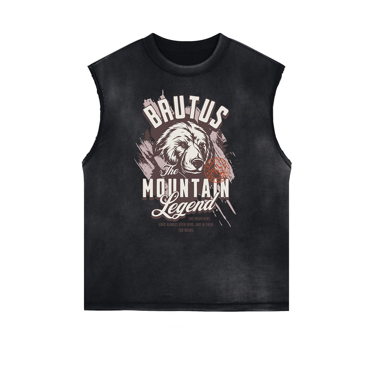 Distressed Sleeveless Guardian Pattern Tee