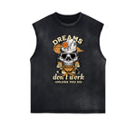 Distressed Sleeveless Guardian Pattern Tee