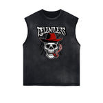 Distressed Sleeveless Guardian Pattern Tee