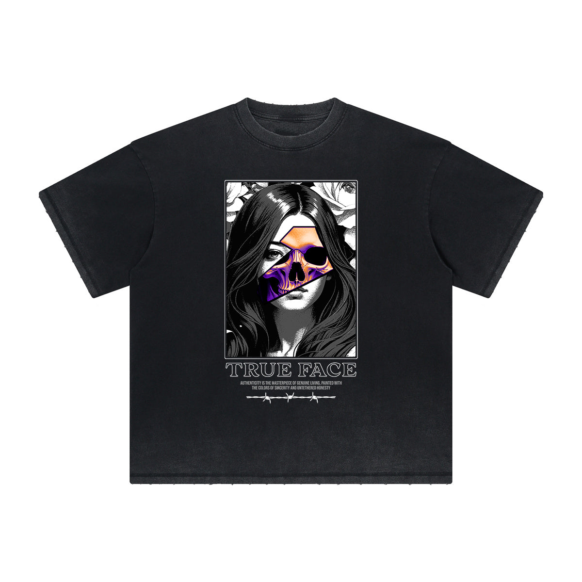 Thick Faded Mask Graphic T Shirt