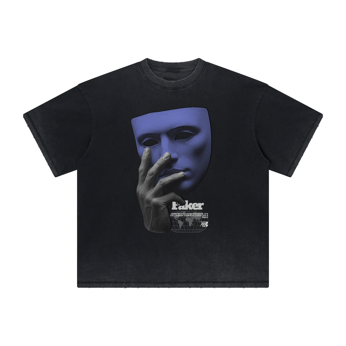Thick Faded Mask Graphic T Shirt