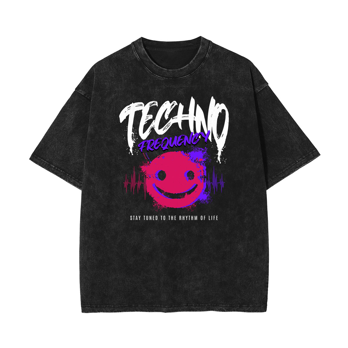 Stone Wash Mask Pattern T Shirt